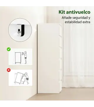 Cómoda de Dormitorio con 6 Cajones Estrecha Sinfonier Ahorro Espacio 40x35x109 cm Blanco Brillo