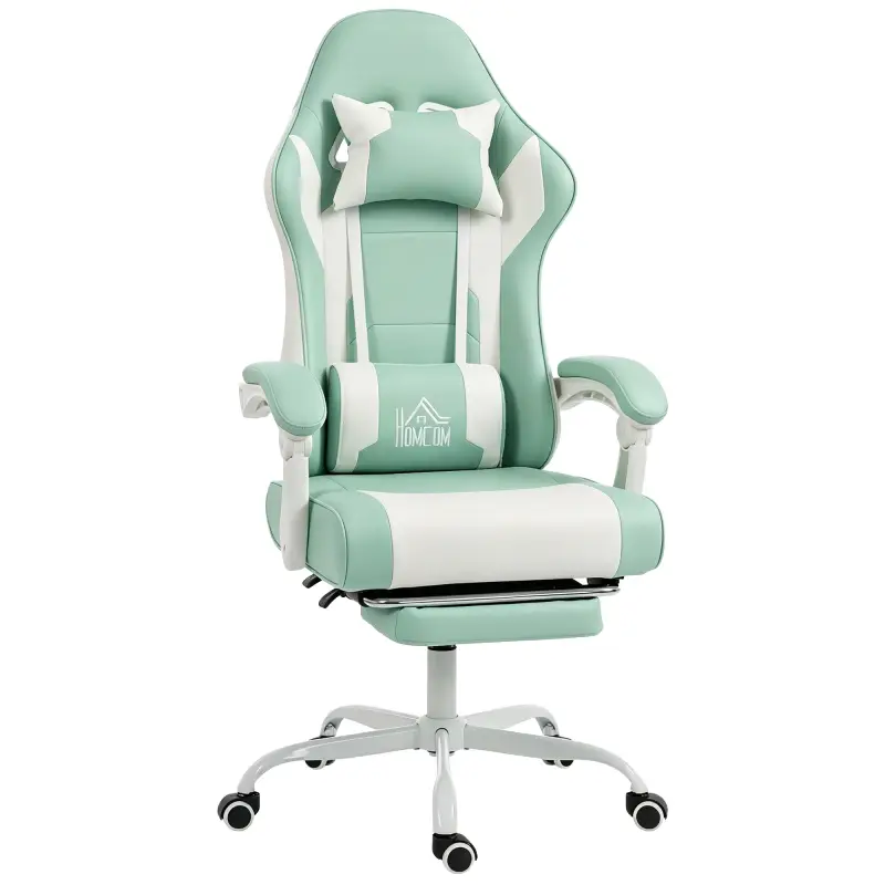 Silla Gamer con Lumbar Masaje Vibración Reclinable 155° Altura Ajustable Reposacabezas y Reposapiés Retráctil Azul Silla Gamer con Lumbar Masaje Vibración Reclinable 155° Altura Ajustable Reposacabezas y Reposapiés Retráctil Azul