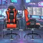 Silla Gamer con Lumbar Masaje Vibración Reclinable 155° Altura Ajustable Reposacabezas y Reposapiés Retráctil Rojo Silla Gamer con Lumbar Masaje Vibración Reclinable 155° Altura Ajustable Reposacabezas y Reposapiés Retráctil Rojo