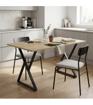 Juego de 2 Patas de Mesa de Acero en Forma de X para Muebles Industriales con Almohadillas Ajustables y Tornillos Negro