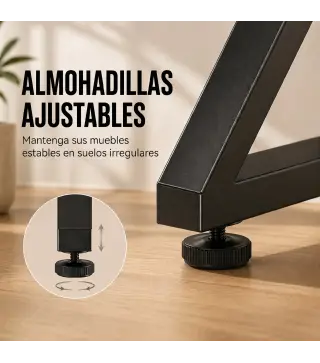 Juego de 2 Patas de Mesa de Acero Muebles Industriales con Almohadillas Ajustables y Tornillos, Negro