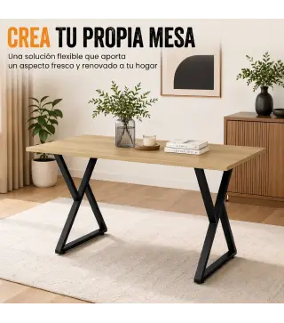 Juego de 2 Patas de Mesa de Acero Muebles Industriales con Almohadillas Ajustables y Tornillos, Negro
