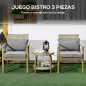 Juego de 3 Piezas Sillas y Mesa de Ratán con Marco de Aluminio Incluye 2 Sillas 1 Mesa y Cojines Natural y Marrón
