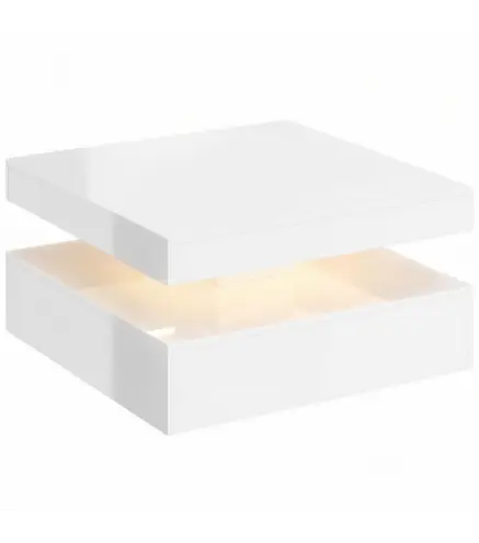 Mesa de Centro con LED RGB de Alto Brillo con Almacenamiento Abierto y Mando a Distancia 78x78x40 cm Blanco Brillante