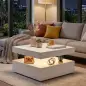 Mesa de Centro con LED RGB de Alto Brillo con Almacenamiento Abierto y Mando a Distancia 78x78x40 cm Blanco Brillante