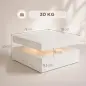 Mesa de Centro con LED RGB de Alto Brillo con Almacenamiento Abierto y Mando a Distancia 78x78x40 cm Blanco Brillante