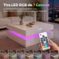Mesa de Centro con LED RGB de Alto Brillo con Almacenamiento Abierto y Mando a Distancia 78x78x40 cm Blanco Brillante