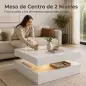 Mesa de Centro con LED RGB de Alto Brillo con Almacenamiento Abierto y Mando a Distancia 78x78x40 cm Blanco Brillante