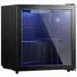 Frigorífico de Bebidas 50 L con Puerta de Vidrio Doble Iluminación LED Estante Ajustable para 48 Latas Negro Frigorífico de Bebidas 50 L con Puerta de Vidrio Doble Iluminación LED Estante Ajustable para 48 Latas Negro