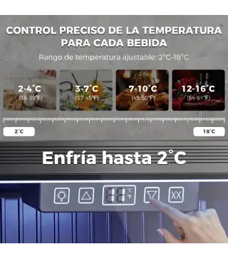 Frigorífico de Bebidas 50 L con Puerta de Vidrio Doble Iluminación LED Estante Ajustable para 48 Latas Negro
