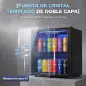 Frigorífico de Bebidas 50 L con Puerta de Vidrio Doble Iluminación LED Estante Ajustable para 48 Latas Negro Frigorífico de Bebidas 50 L con Puerta de Vidrio Doble Iluminación LED Estante Ajustable para 48 Latas Negro