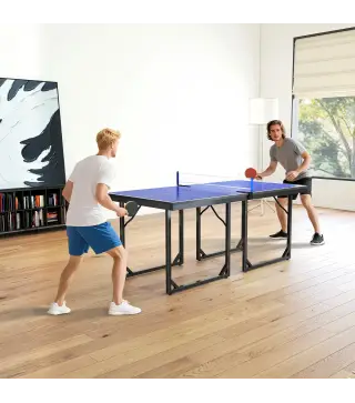 Mesa de Ping-Pong Plegable con Red y Marco de Acero para Interior y Exterior 182x91x76 cm Azul