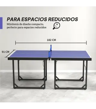 Mesa de Ping-Pong Plegable con Red y Marco de Acero para Interior y Exterior 182x91x76 cm Azul
