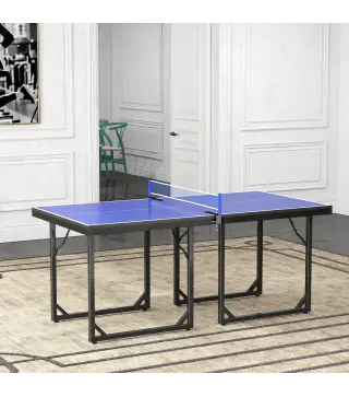 Mesa de Ping-Pong Plegable con Red y Marco de Acero para Interior y Exterior 182x91x76 cm Azul