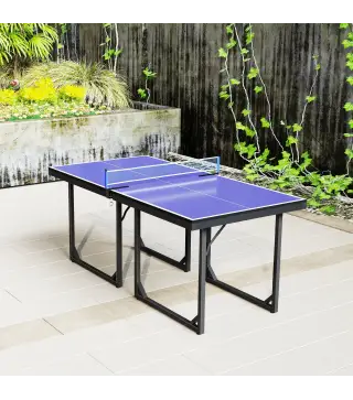 Mesa de Ping-Pong Plegable con Red y Marco de Acero para Interior y Exterior 182x91x76 cm Azul