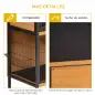 Jaula para Conejos con Techo Asfáltico Abatible Puertas con Pestillo Bandejas Extraíbles 122x50x101 cm Natural y Negro