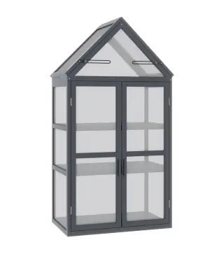 Mini Invernadero de 3 Niveles para Plantas con Techo Abatible y Puertas Dobles Resistente a la Intemperie 70,5x42x132 cm