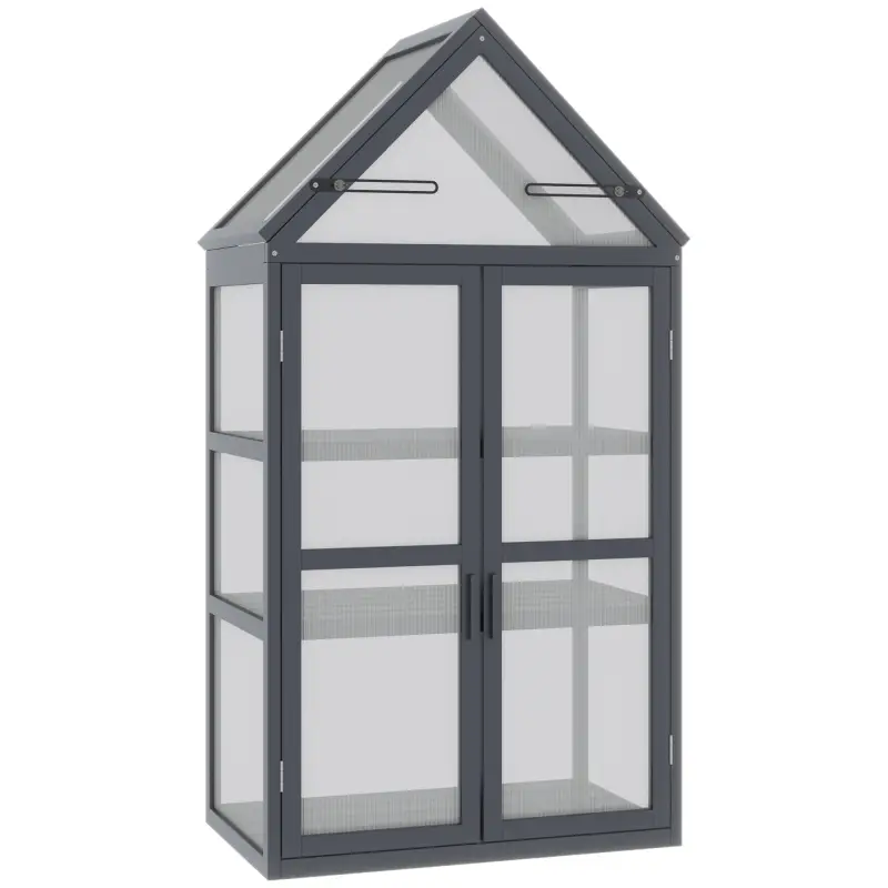 Mini Invernadero de 3 Niveles para Plantas con Techo Abatible y Puertas Dobles Resistente a la Intemperie 70,5x42x132 cm Mini Invernadero de 3 Niveles para Plantas con Techo Abatible y Puertas Dobles Resistente a la Intemperie 70,5x42x132 cm