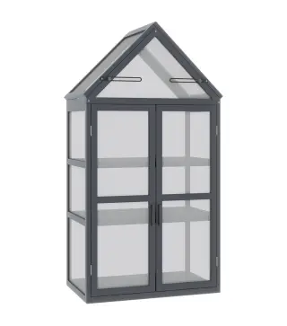 Mini Invernadero de 3 Niveles para Plantas con Techo Abatible y Puertas Dobles Resistente a la Intemperie 70,5x42x132 cm