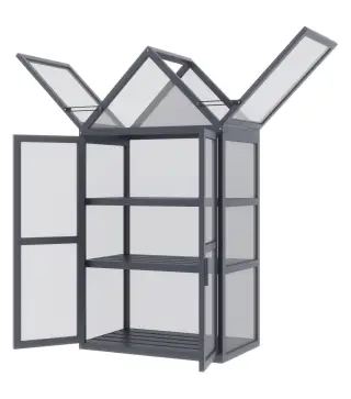 Mini Invernadero de 3 Niveles para Plantas con Techo Abatible y Puertas Dobles Resistente a la Intemperie 70,5x42x132 cm