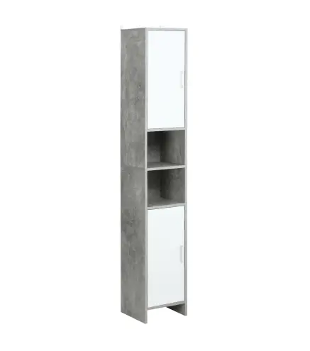 Mueble Columna Almacenamiento Baño dimensiones 30x30x180 cm 2 armarios con estante 2 nichos Paneles Partículas Efecto Cemento