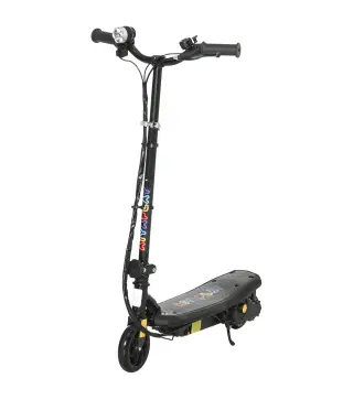 Patinete Eléctrico para Niños de 7-14 Años Plegable con Faro LED Rueda y Freno Velocidad Máxima de 12 km/h Negro