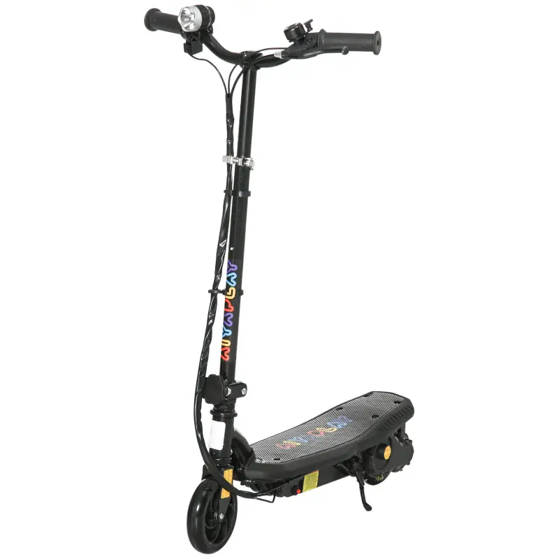 Patinete Eléctrico para Niños de 7-14 Años Plegable con Faro LED Rueda y Freno Velocidad Máxima de 12 km/h Negro