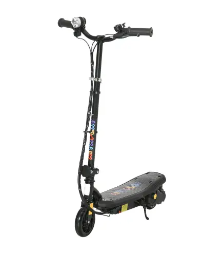 Patinete Eléctrico para Niños de 7-14 Años Plegable con Faro LED Rueda y Freno Velocidad Máxima de 12 km/h Negro