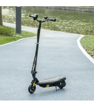 Patinete Eléctrico para Niños de 7-14 Años Plegable con Faro LED Rueda y Freno Velocidad Máxima de 12 km/h Negro