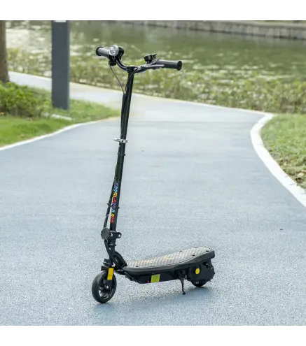 Patinete Eléctrico para Niños de 7-14 Años Plegable con Faro LED Rueda y Freno Velocidad Máxima de 12 km/h Negro