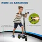 Patinete Eléctrico para Niños de 7-14 Años Plegable con Faro LED Rueda y Freno Velocidad Máxima de 12 km/h Negro
