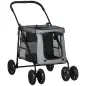 Carrito plegable para mascotas perros gatos cojín incluido ruedas con freno tela 600D Oxford 102x62x105 cm Gris
