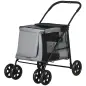 Carrito plegable para mascotas perros gatos cojín incluido ruedas con freno tela 600D Oxford 102x62x105 cm Gris