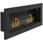 Chimenea de bioetanol mural empotrable quemador 2 x 0,85 L aprox. 3 h de duración de combustión 90 x 15 x 40 cm acero negro