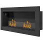 Chimenea de bioetanol mural empotrable quemador 2 x 0,85 L aprox. 3 h de duración de combustión 90 x 15 x 40 cm acero negro