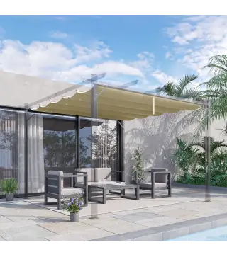 Techo de repuesto para pérgola carpa retráctil de 2,5x2,5 m - Beige