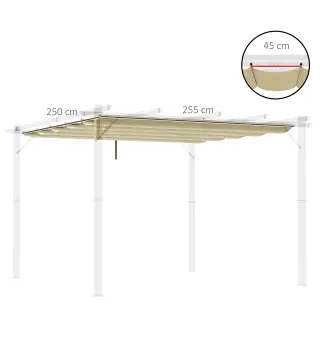 Techo de repuesto para pérgola carpa retráctil de 2,5x2,5 m - Beige