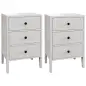 Conjunto de 2 mesitas de noche mesitas auxiliares 3 cajones para habitación de madera 40x30x64 cm Blanco