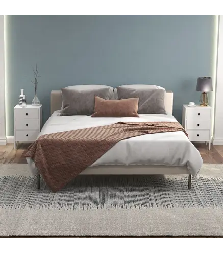 Conjunto de 2 mesitas de noche mesitas auxiliares 3 cajones para habitación de madera 40x30x64 cm Blanco