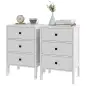 Conjunto de 2 mesitas de noche mesitas auxiliares 3 cajones para habitación de madera 40x30x64 cm Blanco