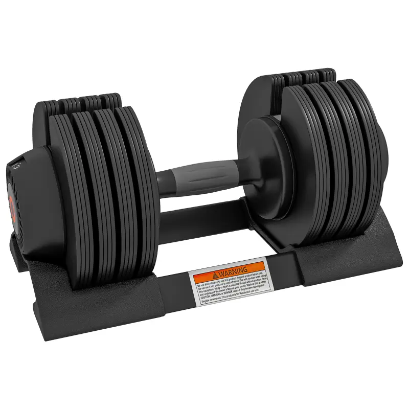 Pesa Ajustable 7/13/18/24 kg con Porta Mancuernas y Empuñadura Antideslizante, 37x18x18 cm, Negro