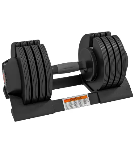 Pesa Ajustable 7/13/18/24 kg con Porta Mancuernas y Empuñadura Antideslizante, 37x18x18 cm, Negro