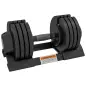 Pesa Ajustable 7/13/18/24 kg con Porta Mancuernas y Empuñadura Antideslizante, 37x18x18 cm, Negro