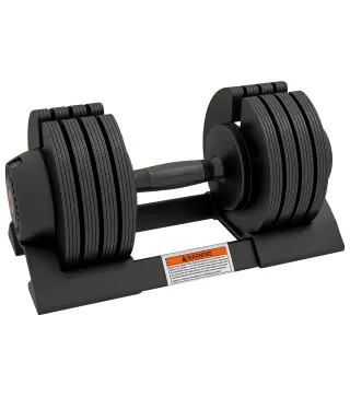 Pesa Ajustable 7/13/18/24 kg con Porta Mancuernas y Empuñadura Antideslizante, 37x18x18 cm, Negro