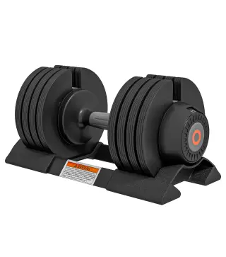 Pesa Ajustable 7/13/18/24 kg con Porta Mancuernas y Empuñadura Antideslizante, 37x18x18 cm, Negro