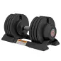 Pesa Ajustable 7/13/18/24 kg con Porta Mancuernas y Empuñadura Antideslizante, 37x18x18 cm, Negro