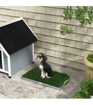 Inodoro para Perros con Césped Sintético, Repuesto y Bandeja Inferior para Interior y Exterior, 67x41x3.5 cm