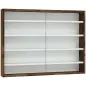 Vitrina de pared para objetos de colección 5 estantes ajustables en altura y 2 puertas correderas 80 x 9,5 x 60 cm marrón Vitrina de pared para objetos de colección 5 estantes ajustables en altura y 2 puertas correderas 80 x 9,5 x 60 cm marrón