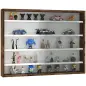 Vitrina de pared para objetos de colección 5 estantes ajustables en altura y 2 puertas correderas 80 x 9,5 x 60 cm marrón Vitrina de pared para objetos de colección 5 estantes ajustables en altura y 2 puertas correderas 80 x 9,5 x 60 cm marrón