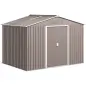 Cobertizo de Jardín 4,9 m² 277x195x192 cm con 2 Puertas Correderas Techo de Fibra de Vidrio y 4 Ventanas Gris Claro Cobertizo de Jardín 4,9 m² 277x195x192 cm con 2 Puertas Correderas Techo de Fibra de Vidrio y 4 Ventanas Gris Claro
